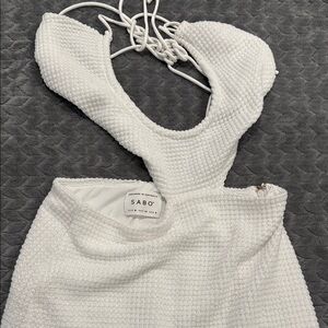 Sabo Skirt White Halter Bodycon Maxi Dress